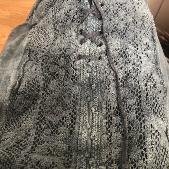 Free People Cotton Corset Style Tank Lace Tie Front Gray. Women's Size S/P - Picture 8 of 11